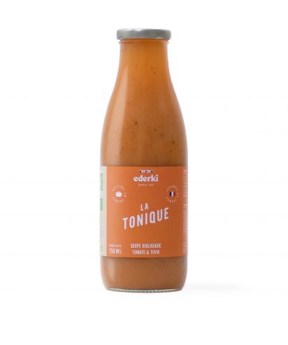 Maison Ederki. Soupe bio tomate thym La Tonique. 75 centilitres. Gammes biologique.