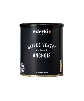 Maison Ederki. Olives vertes farcies aux anchois 830 grammes.