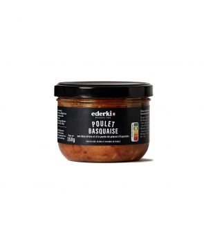 Maison Ederki. Poulet sauce basquaise aux deux olives et au piment d'Espelette. 350 grammes.