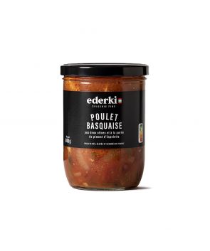 Maison Ederki. Poulet sauce basquaise aux deux olives et au piment d'Espelette. 800 grammes.