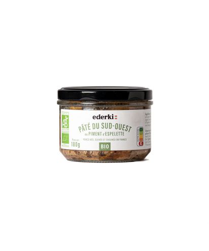 Image du pote 180 grammes de pâté  du Sud-Ouest au Piment d'Espelette bio Ederki